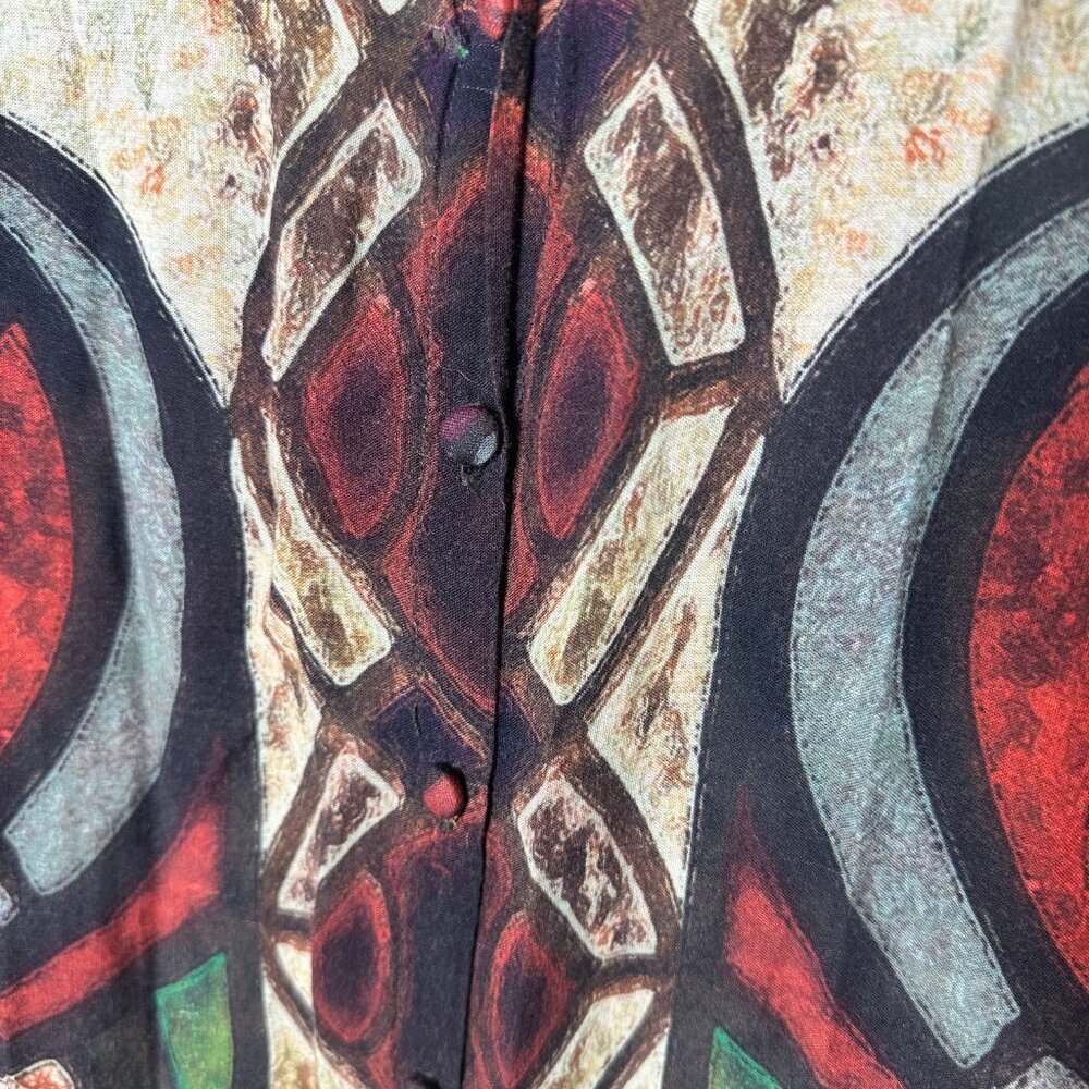 Milo's Boho Patterned Asymmetrical Blouse Top Tun… - image 4